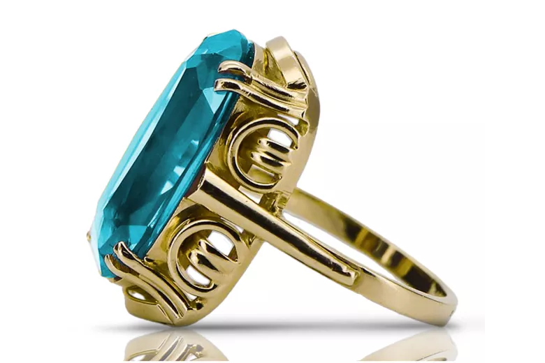 Ring Aquamarine 14K Yellow gold Vintage vrc038y